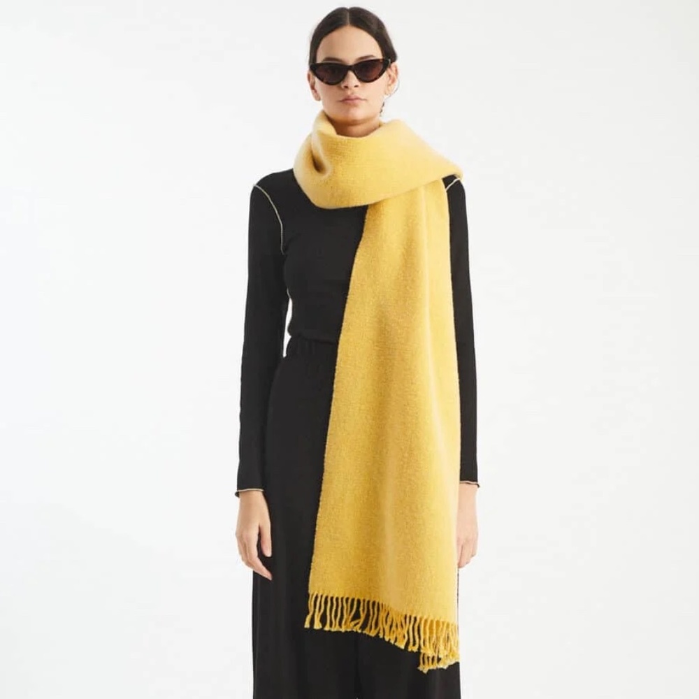 Rikka Large Wrap Scarf in Mustard Yellow